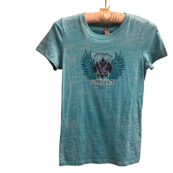 VINTAGE JAZZ FEST 2011 New Orleans Concert Women’s Tee Blue Size SM Iconic EUC - Picture 5 of 8